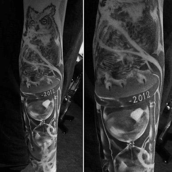 Hourglass tattoo design for men, idea 46