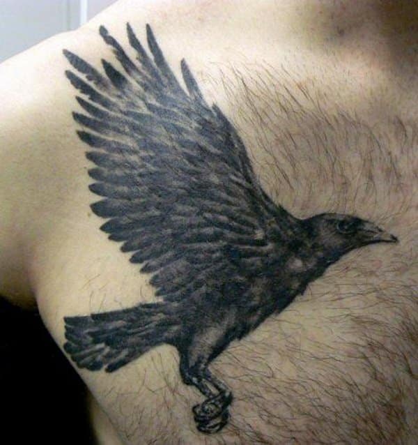 Raven tattoo design for men, idea 33