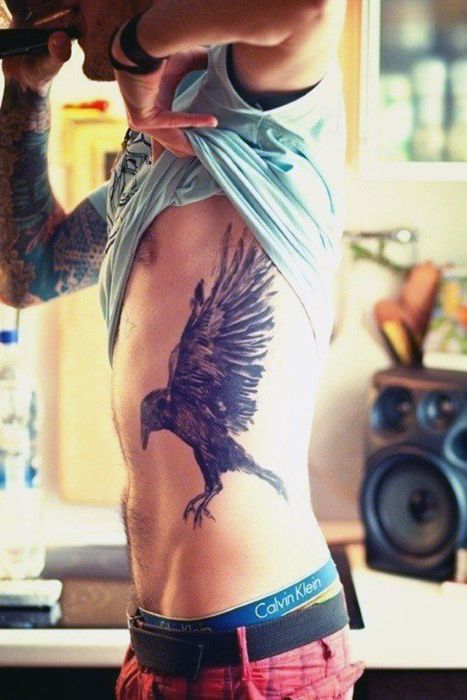 Raven tattoo design for men, idea 36
