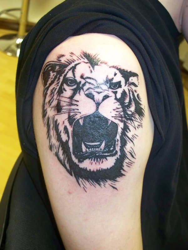 Leo tattoo design for men, idea 17