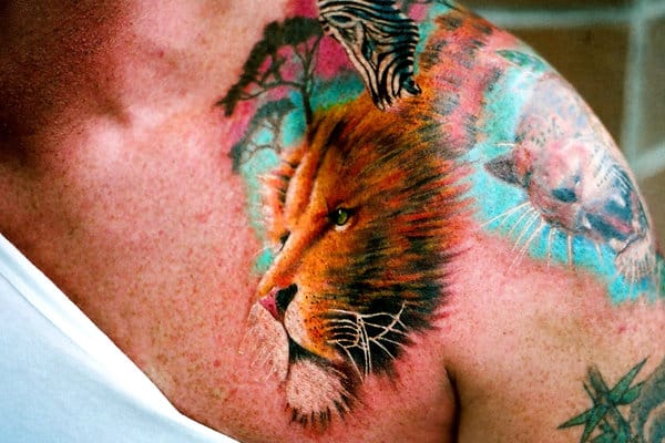 Leo tattoo design for men, idea 21