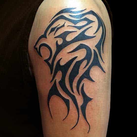 Leo tattoo design for men, idea 37