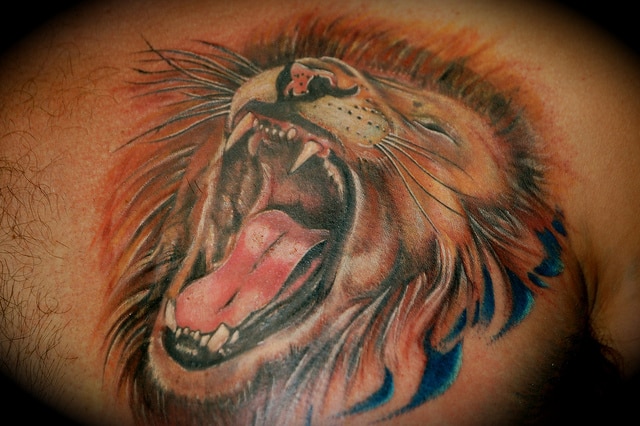 Leo tattoo design for men, idea 45