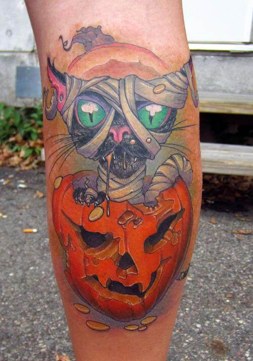 Cat tattoo design for men, idea 19
