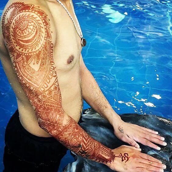 Henna tattoo design for men, idea 23